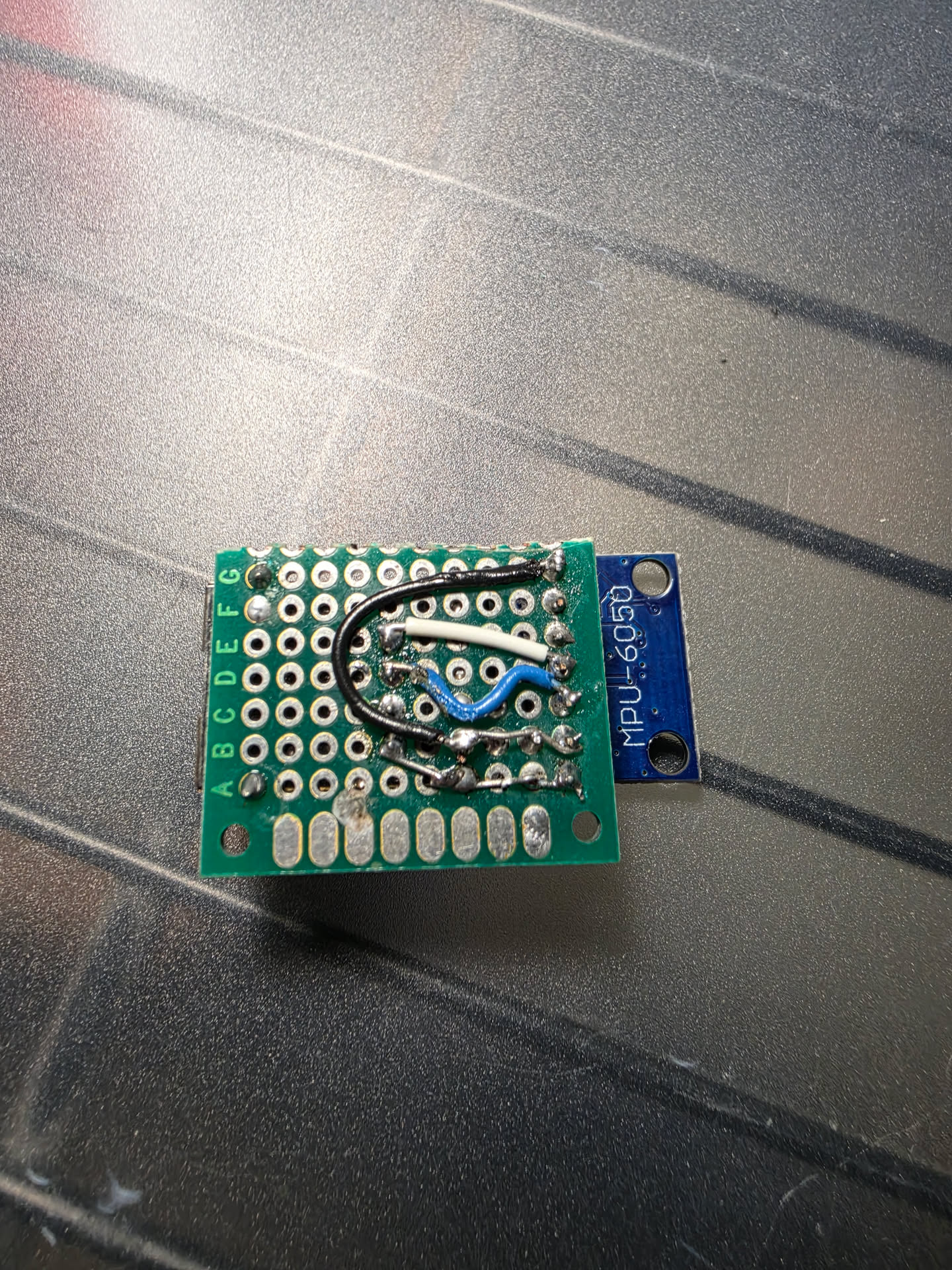 MPU-6050 altitude sensor on perf board, second view