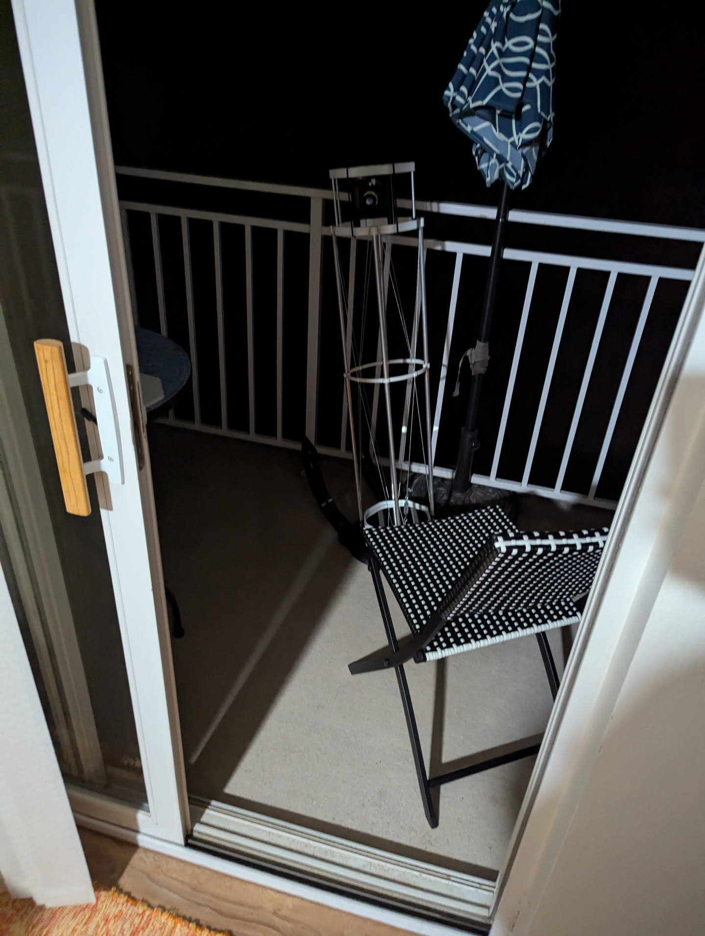 Assembled telescope on balcony